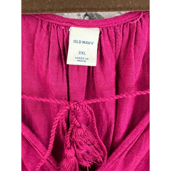 Old Navy Women's Berry Pink Crochet Lace Sleeve Tiered Midi Dress Size XXL - Picture 8 of 11